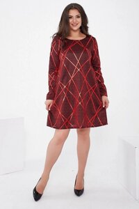 Короткое платье красного цвета из люрекса 153R4052 Ager M