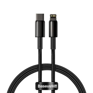 Кабель для заряджання та передачі даних BASEUS Tungsten Gold Type-C to Lightning PD 20W /2.4A 1 м Black