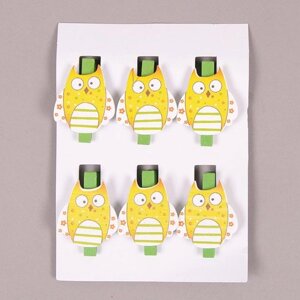 Сова на прищіпці (6 шт.) Flora 40040