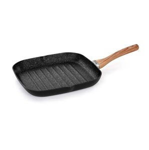 Сковорода гриль Barazzoni Granitica Extra Induction Eco Legno 28х28 см Сірий (7522)