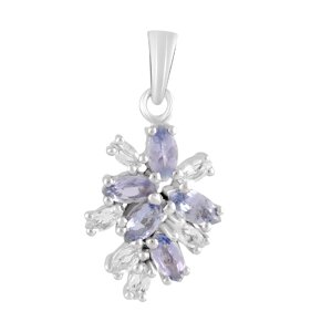Срібна підвіска SilverBreeze з танзанітом 7.3ct білим топазом (2117063)