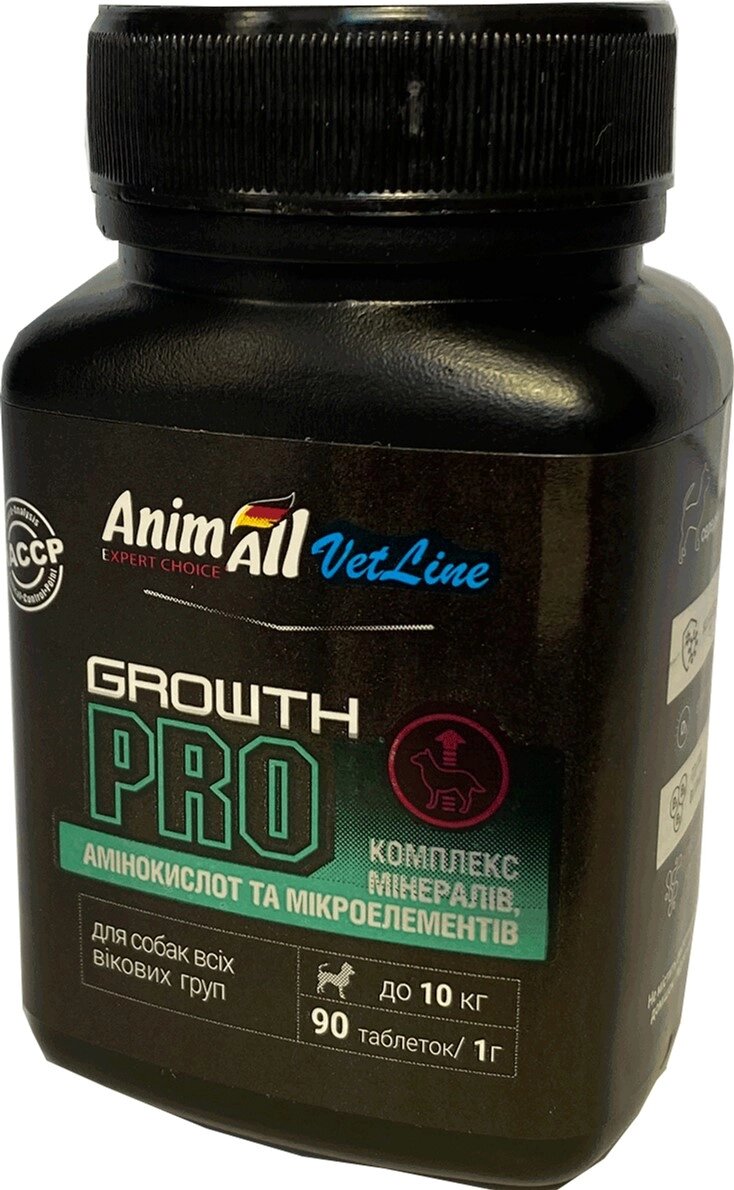 Вітамінна добавка для малих порід собак Anim. All Vet. Line Growth PRO 1 г x90 т (4820150205508) - знижка