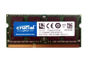 Оперативна пам'ять Crucial SODIMM DDR3L 8Gb 1600MHz PC3L-12800 1.35v (CT102464BF160B. M16FED)