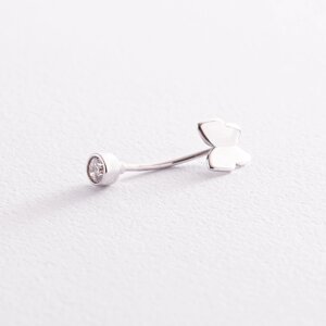 Золотий пірсинг в пупок Метелик з фіанітами пір00220 Онікс