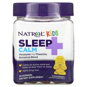 Підтримка сну для дітей з 4 років Sleep + Calm, Natrol смак полуниці 60 жувальних цукерок