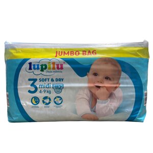 Підгузки Lupilu soft&dry Jumbo Bag розмір 3 Midi вага 4-9 кг 112 шт