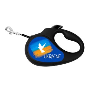 Поводок-рулетка для собак WAUDOG R-leash Прапор L 5 м до 50 кг Чорний (8126-0229-01)