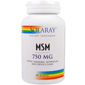 Препарат для суглобів і зв'язок Solaray MSM 750 mg 90 Veg Caps SOR-00862