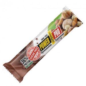 Протеїновий батончик Power Pro Вуглеводно-протеїновий батончик 32% Protein bar Nutella Sugar Free 60 g Nuts