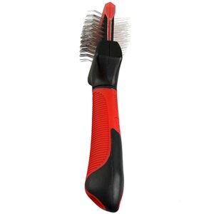 Пуходерка слікер для собак Flamingo Soft Slicker Brush 2in1 20 см Червоно-чорний (sp-1030195)