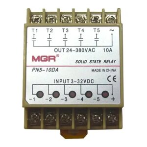 Реле твердотільне однофазне SSR PN5-10DA 10А DC-AC 5-канальне