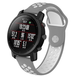 Ремінець 22мм BeWatch sport-style для Amazfit Stratos | Pace | GTR 47 мм Сіро-Білий (1020142)