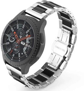 Ремінець BeWatch сталь-кераміка 22 мм для Samsung Galaxy Watch 46 mm Silver Black (1026411)