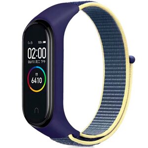 Ремінець на липучці для фітнес-браслету Universal Nylon Xiaomi Mi Band 7/6/5/4/3 Blue/Yellow