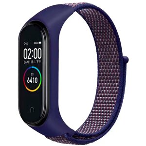 Ремінець на липучці для фітнес-браслету Universal Nylon Xiaomi Mi Band 7/6/5/4/3 Dark Blue