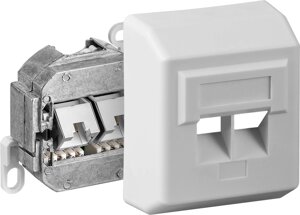 Розетка для інтернету Lucom RJ45 STP5e 2x2 зовнішня LSA Біла (62.09.8317)