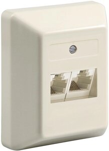 Розетка мережева Goobay RJ45 UTP5e 2x2 (розетка) зовнішня ISDN 8-8 LH=65x80mm бежевий (75.05.0979)