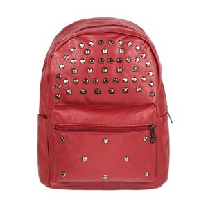 Рюкзак міський BackPack Заклепки Rivets Кожзам 30х23х12 см Червоний (22472)