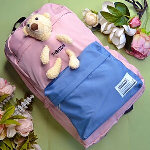 Рюкзак шкільний для дівчинки та хлопчика Hoz Bear Fashion 29 х 42 х 18 см Рожевий із синім (SK001665)