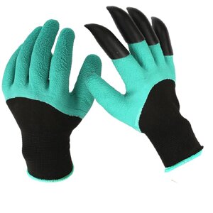 Садові рукавички з пазурами Garden Genie Gloves 23х13 см Чорно-м'ятний (45143)