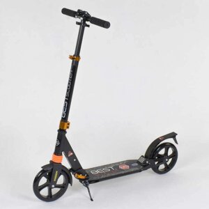 Самокат алюмінієвий Best Scooter c PU колесами і 2 аммортизаторами Black/Orange (85029)