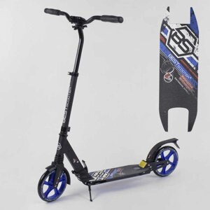 Самокат алюмінієвий Best Scooter з PU колесами, 2 аммортизаторами Black/Blue (92088)