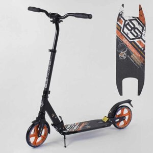 Самокат алюмінієвий Best Scooter з PU колесами, 2 аммортизаторами Black/Orange (92086)