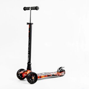 Самокат Best Scooter MAXI S 4 колеса PU СВІТЛО Fire and skulls 60 кг Різнокольоровий (113935)