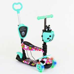 Самокат Best Scooter PU світяться колеса 5 в 1 Flowers 54 х 14 см Різнобарвний (84219)