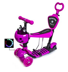 Самокат дитячий Scooter Божа корівка 5 in 1 Pink (20459040)