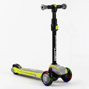 Самокат триколісний алюмінієвий кермо Best Scooter MAXI PU колеса зі світлом 60 кг Green (102925)