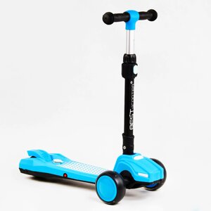 Самокат триколісне складане кермо світло звук дим Best Scooter MAXI 60 кг Blue (111437)