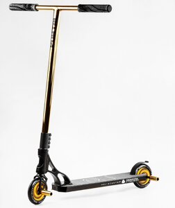 Самокат трюковий пеги алюмінієвий диск і дека колеса Best Scooter Portal HIC-система PU Black and gold (114054)