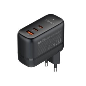 Мережевий зарядний пристрій LDNIO Q366 1 x USB/2 x Type-C GaN PD3.0 65W/QC4.0 з Type C-Type C Чорний