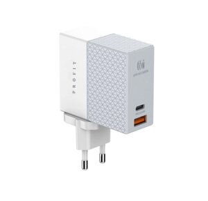 Мережеве зарядний пристрій Profit A2620C 65W PD USB C + USB A + кабель Type C - Type C