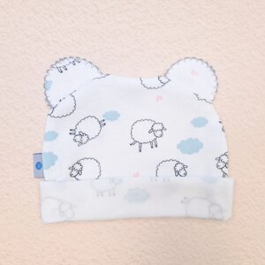 Шапка с ушами Dexter’s интерлок cute lambs белый 40 (171736469145)