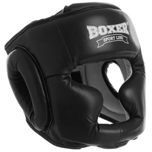 Шлем боксерский с полной защитой кожаный BOXER Элит 2033-1 Черный L