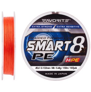 Шнур Favorite Smart PE 8x 150м (red orange)3/0.296mm 35lb/19kg