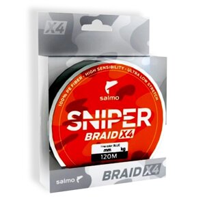 Шнур salmo sniper BRAID 4х ARMY green 120м 0.23мм 11.34кг/25lb (4926-023)