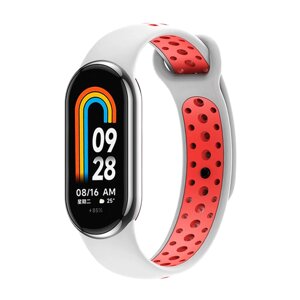 Силіконовий ремінець SPORT Xiaomi Mi Band 8 White/Red