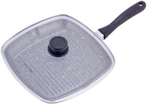 Сковорідка-гриль Grill Pan 28х28см зі скляною кришкою Kamille