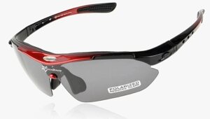 Спортивні окуляри RockBros Polarized UV400 з 5 лінзами Чорно-червоний (050412)