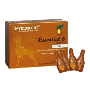 Засіб для догляду за шкірою та вовною собак вагою до 10 кг Dermoscent Essential-6 spot-on 4х0.6 мл (3760098110018)