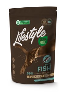 Сухий беззерновий корм для дорослих кішок з білою рибою Nature's Protection Lifestyle Grain Free White Fish Adult Cat