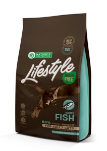 Сухий беззерновий корм для дорослих кішок з білою рибою Nature's Protection Lifestyle Grain Free White Fish Adult Cat