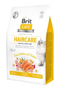 Сухий корм для кішок вимагають догляду за шкірою і шерстю Brit Care Cat GF Haircare Healthy & Shiny Coat з лососем і