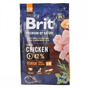 Сухий корм для літніх собак дрібних та середніх порід Brit Premium Senior S-M із куркою 3 кг (170820/6390)