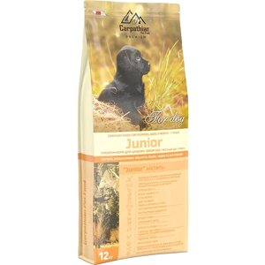 Сухий корм для профілактики гельмінтів Carpathian Pet Food Junior З куркою скумбрією та сухим молоком 12 кг