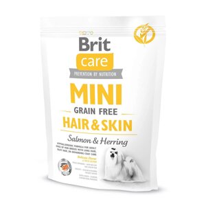 Сухий корм для дорослих собак мініатюрних порід Brit Care Mini Grain Free Hair & Skin 0.4 кг (8595602520237)