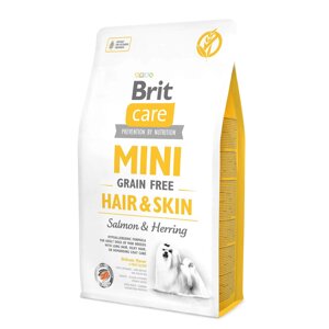 Сухий корм для дорослих собак мініатюрних порід Brit Care Mini Grain Free Hair & Skin 2 кг (8595602522613/8595602520220)